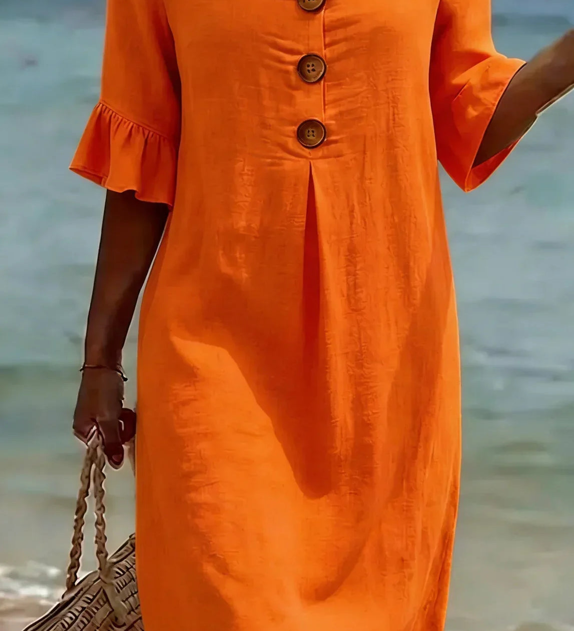 Vanesa™ | Robe Texturée Avec Manches Bouffantes et Boutons