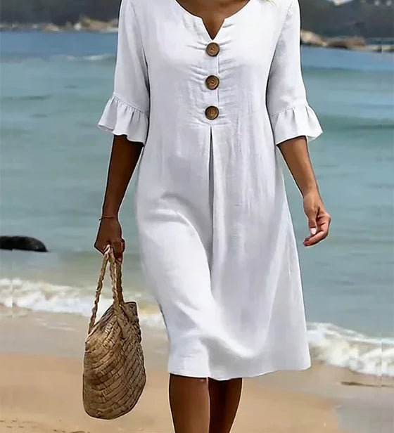 Vanesa™ | Robe Texturée Avec Manches Bouffantes et Boutons