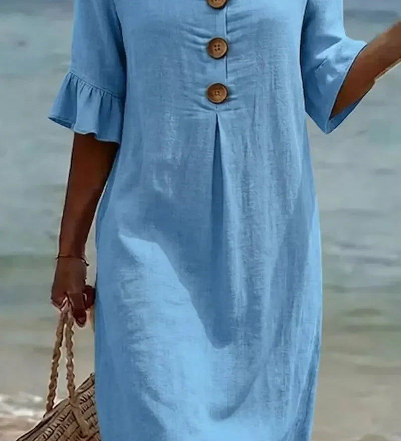 Vanesa™ | Robe Texturée Avec Manches Bouffantes et Boutons