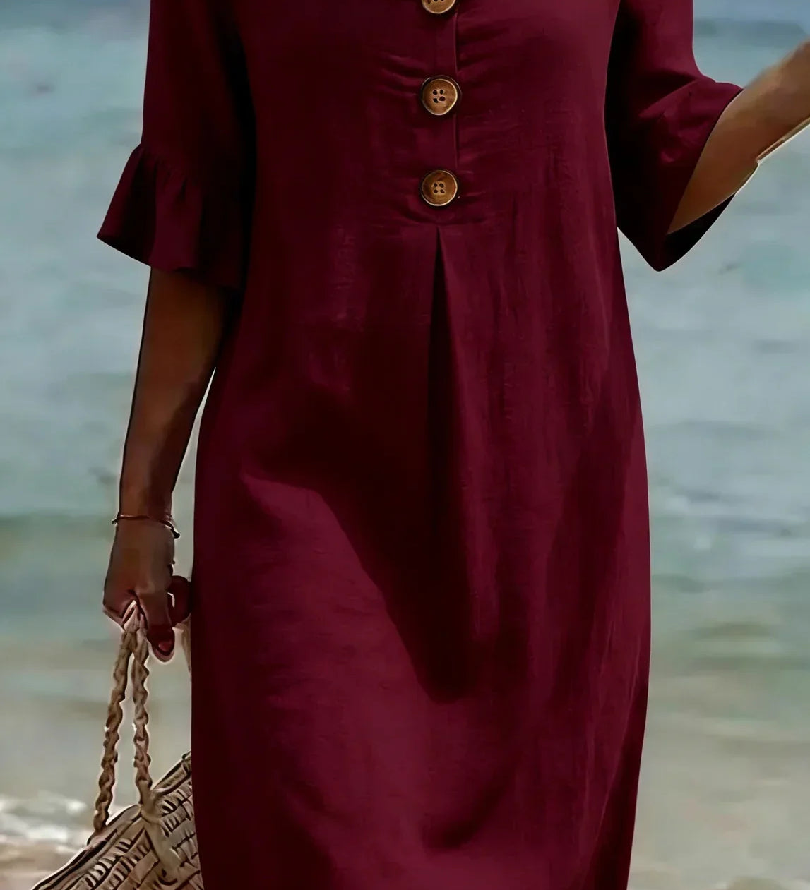 Vanesa™ | Robe Texturée Avec Manches Bouffantes et Boutons
