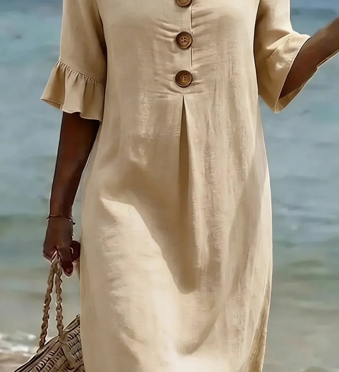 Vanesa™ | Robe Texturée Avec Manches Bouffantes et Boutons