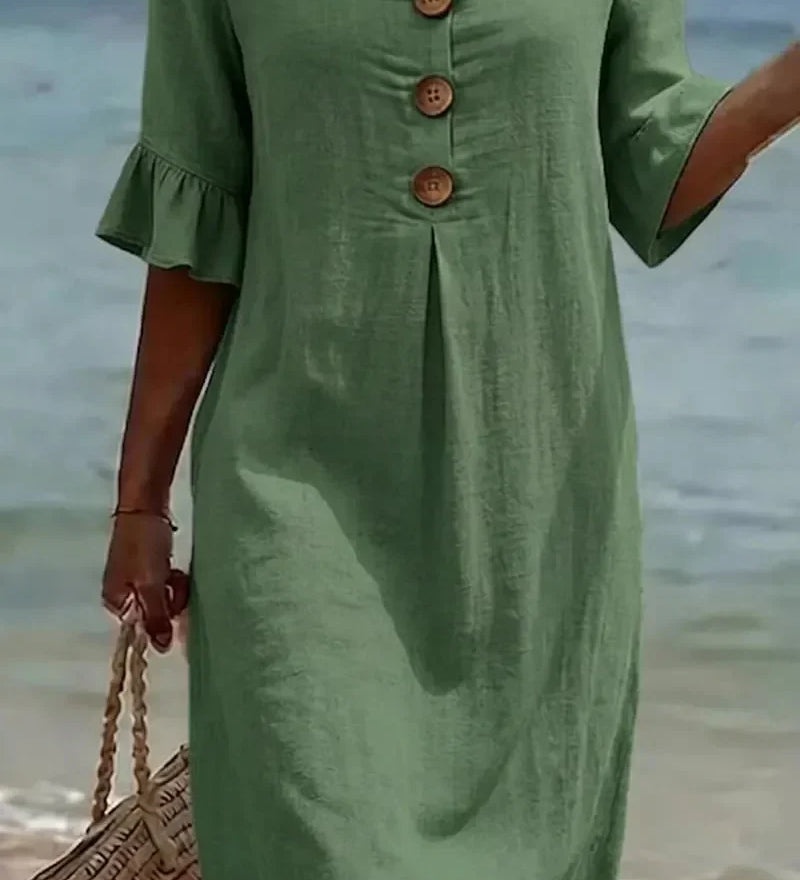 Vanesa™ | Robe Texturée Avec Manches Bouffantes et Boutons