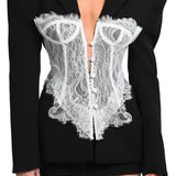 Alvera - Μαύρο Σακάκι Κορσές με Δαντέλα (Lace Corset Blazer - Black)