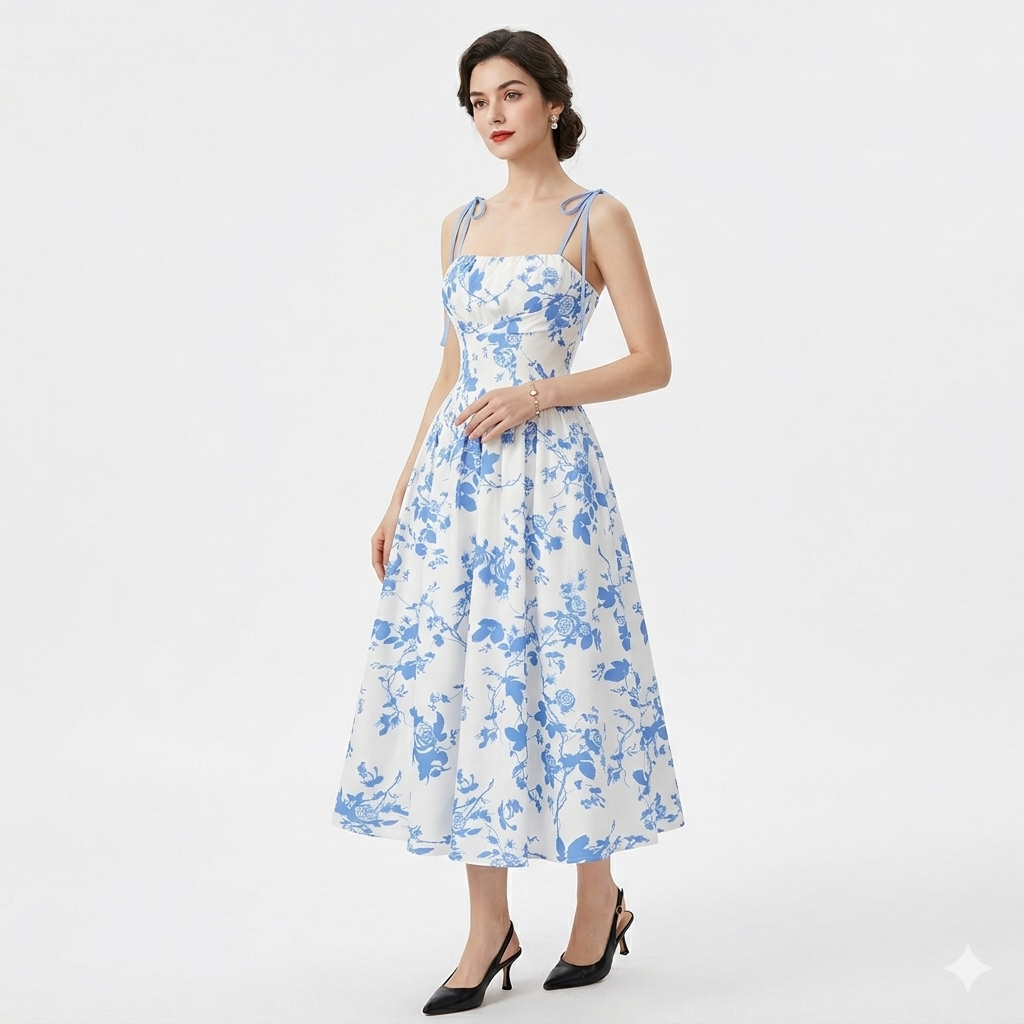 Rosalie – Floral Φόρεμα με Δέσιμο στους Ώμους