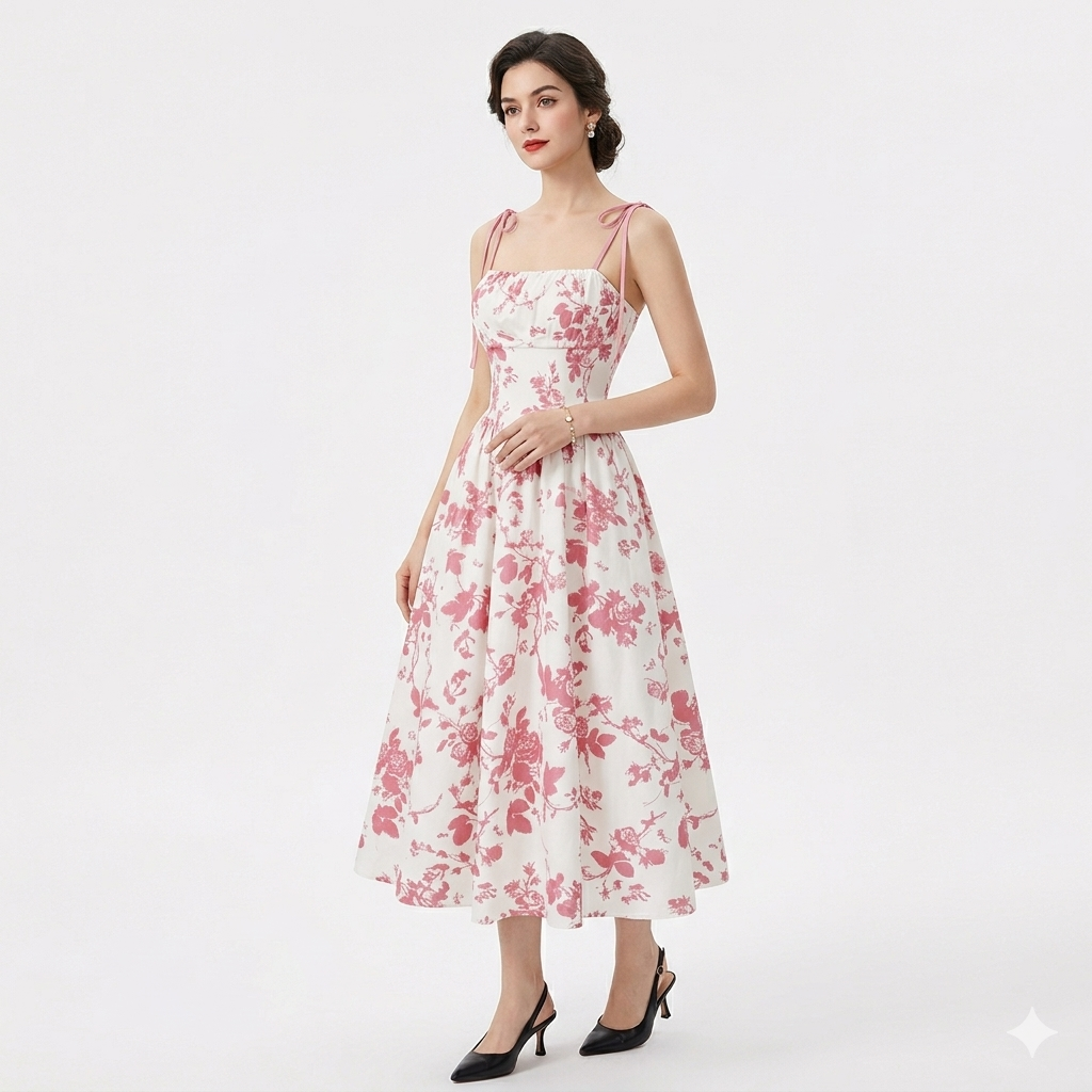 Rosalie – Floral Φόρεμα με Δέσιμο στους Ώμους