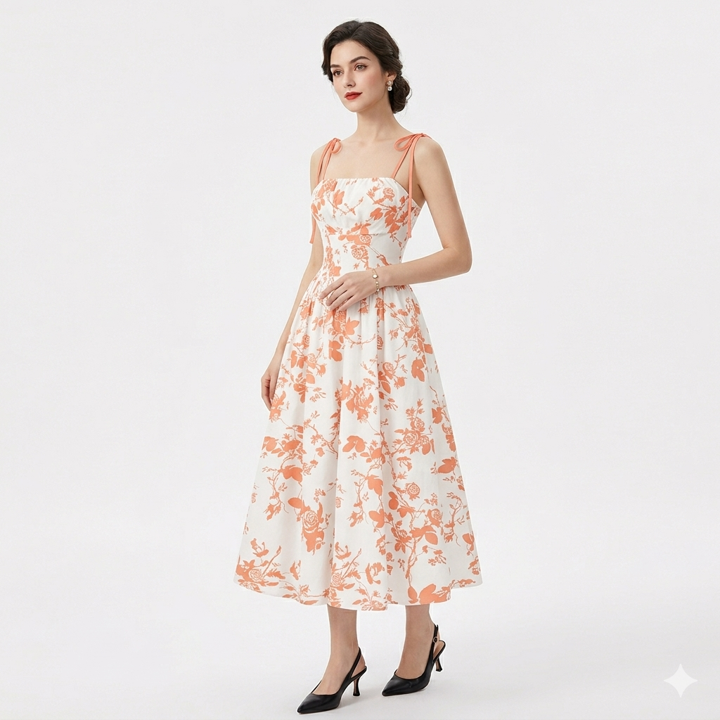 Rosalie – Floral Φόρεμα με Δέσιμο στους Ώμους