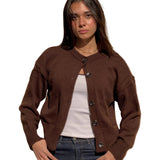 Georgina - Καφέ Πλεκτή Ζακέτα με Κουμπιά (Brown Buttoned Knit Cardigan)