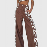 Mirella Σετ Crop Top και Φαρδύ Παντελόνι με Ζιγκ-Ζαγκ Μοτίβο