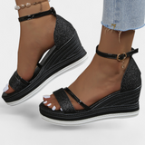 Corinne Orthopedic Wedge Platform Σανδάλια με γυαλιστερό φινίρισμα
