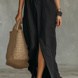 Soline | Robe Longue Noire Ample à Boutons