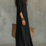 Soline | Robe Longue Noire Ample à Boutons