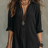 Soline | Robe Longue Noire Ample à Boutons