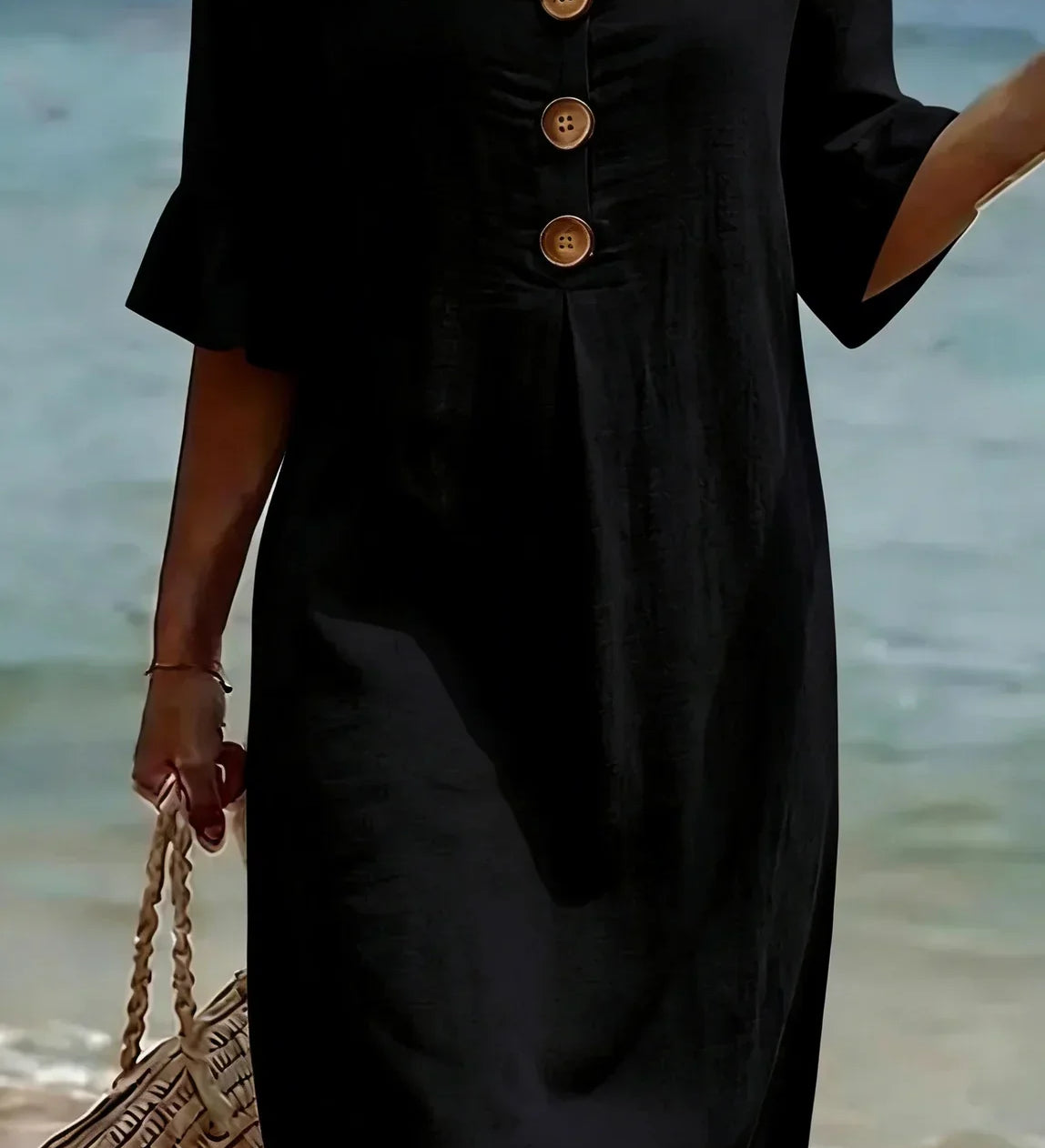 Vanesa™ | Robe Texturée Avec Manches Bouffantes et Boutons