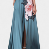 Radmila Φόρεμα Floral A-Line με Μαύρο Μπούστο και Λαμπερή Φούστα